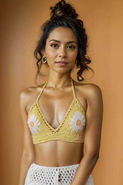 Iris Yellow Crochet Top