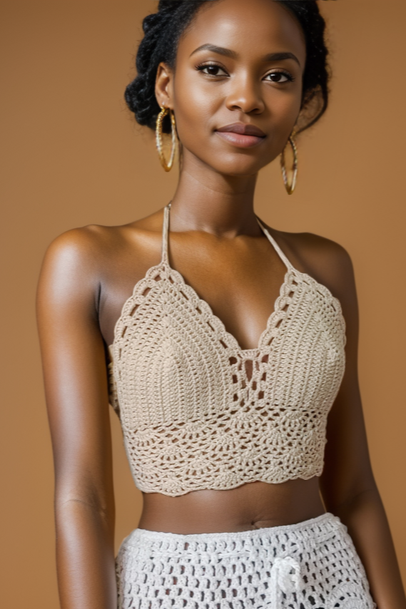 Arielle Beige Crochet Top