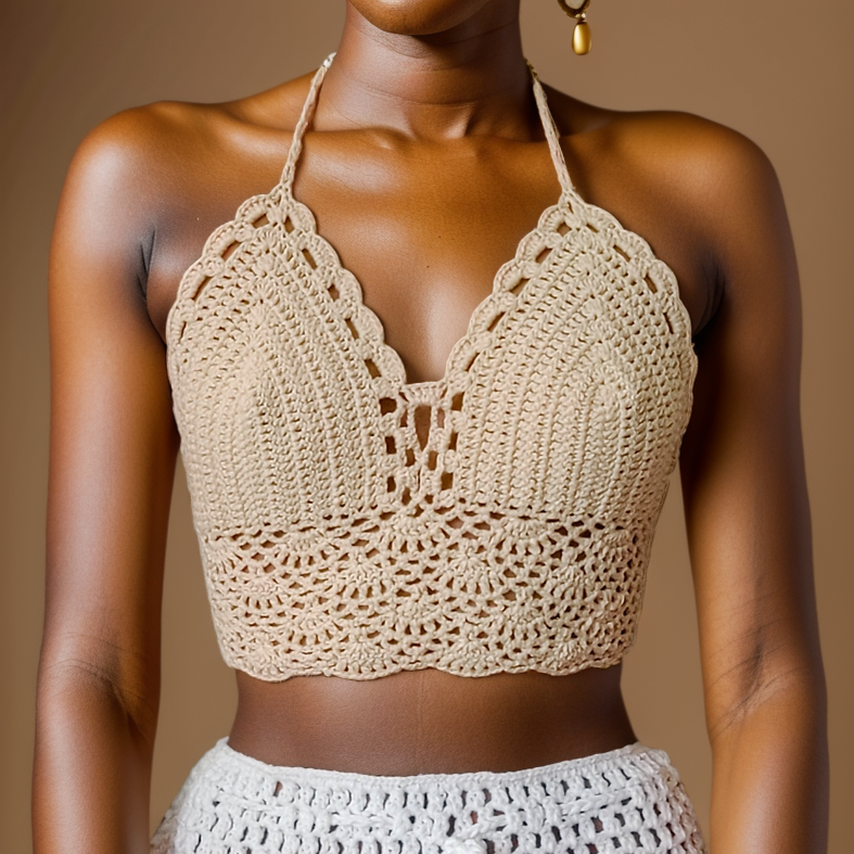 Arielle Beige Crochet Top