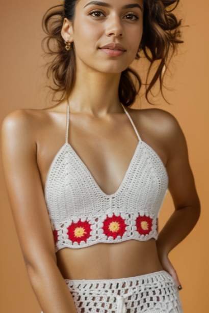 Poppy Red Crochet Top