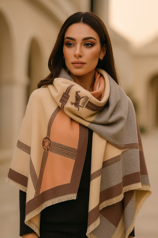 Horse Print Wrap Scarf Shawl in Pink