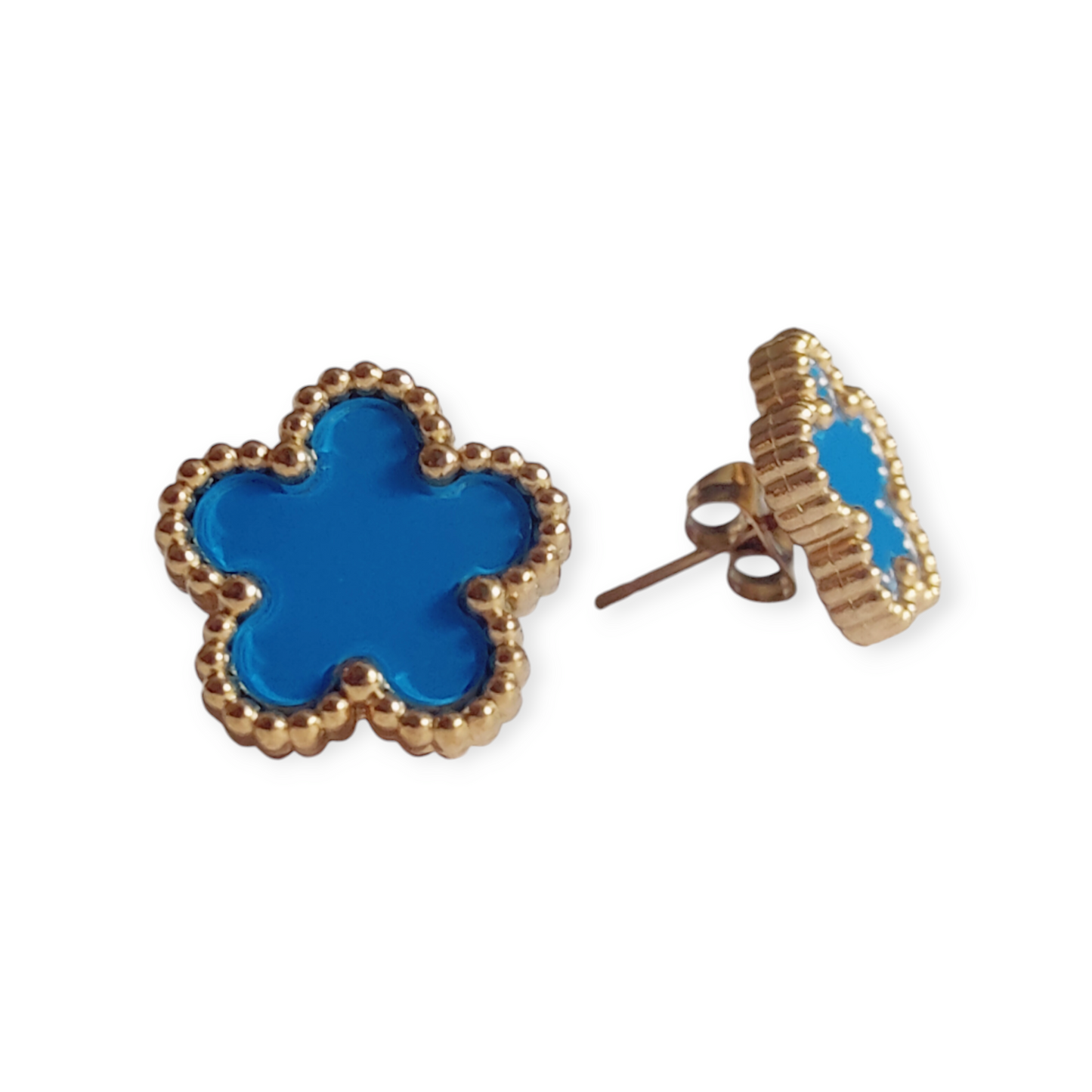 Nida Floral Studs in Blue