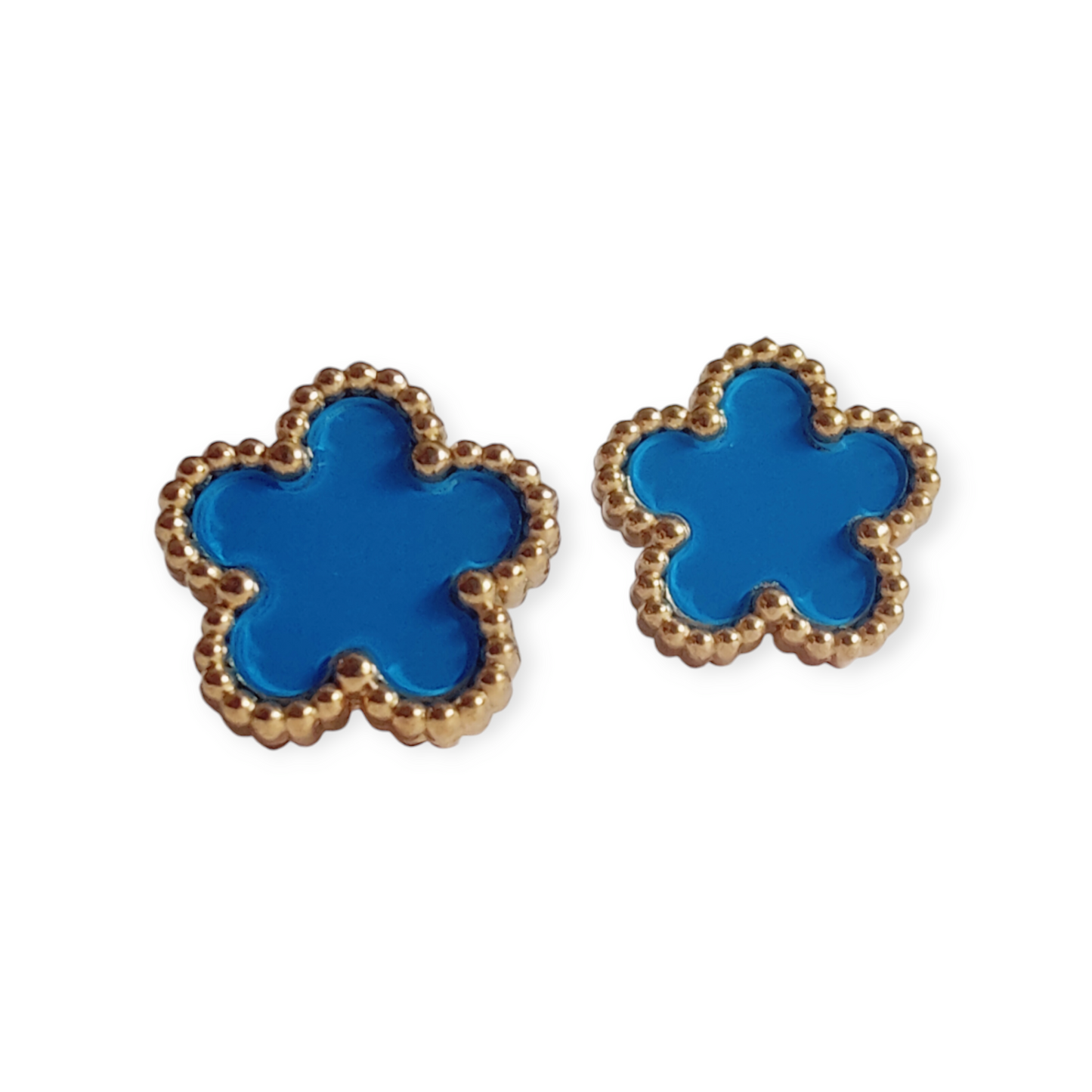 Nida Floral Studs in Blue