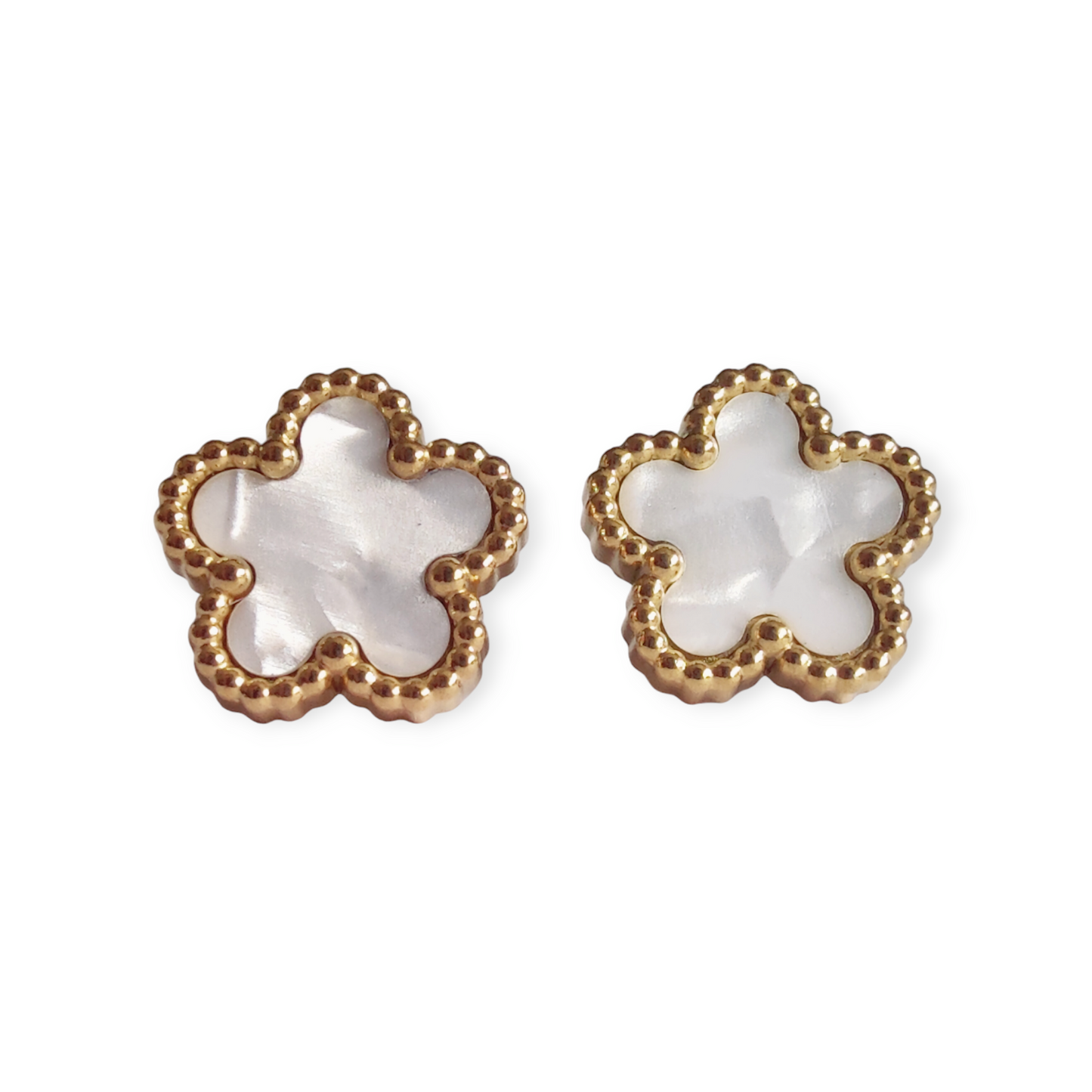 Nida Floral Studs in White