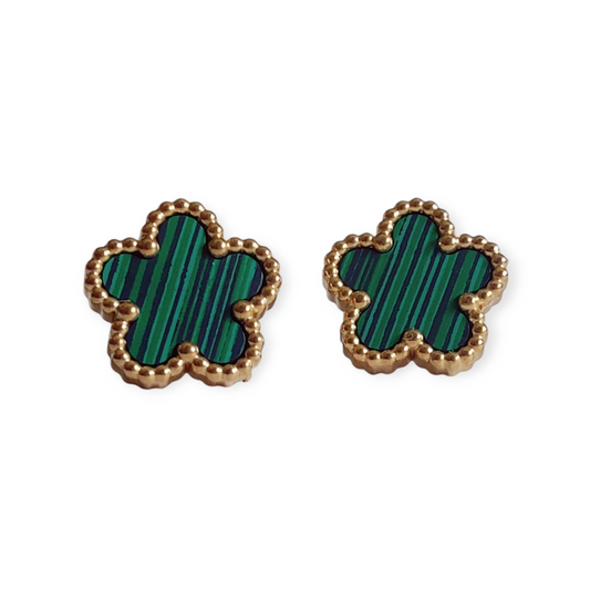 Nida Floral Studs in Green