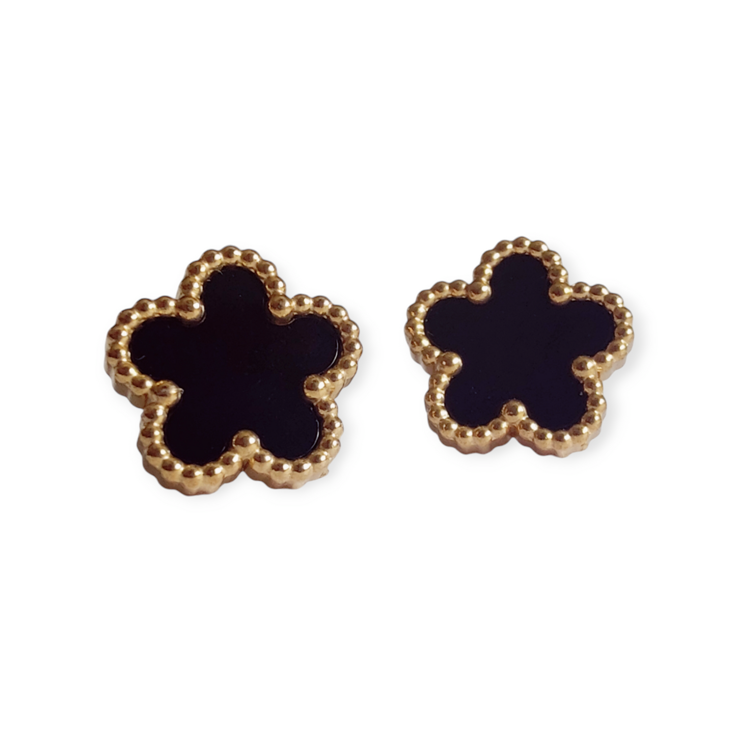 Nida Floral Studs in Black