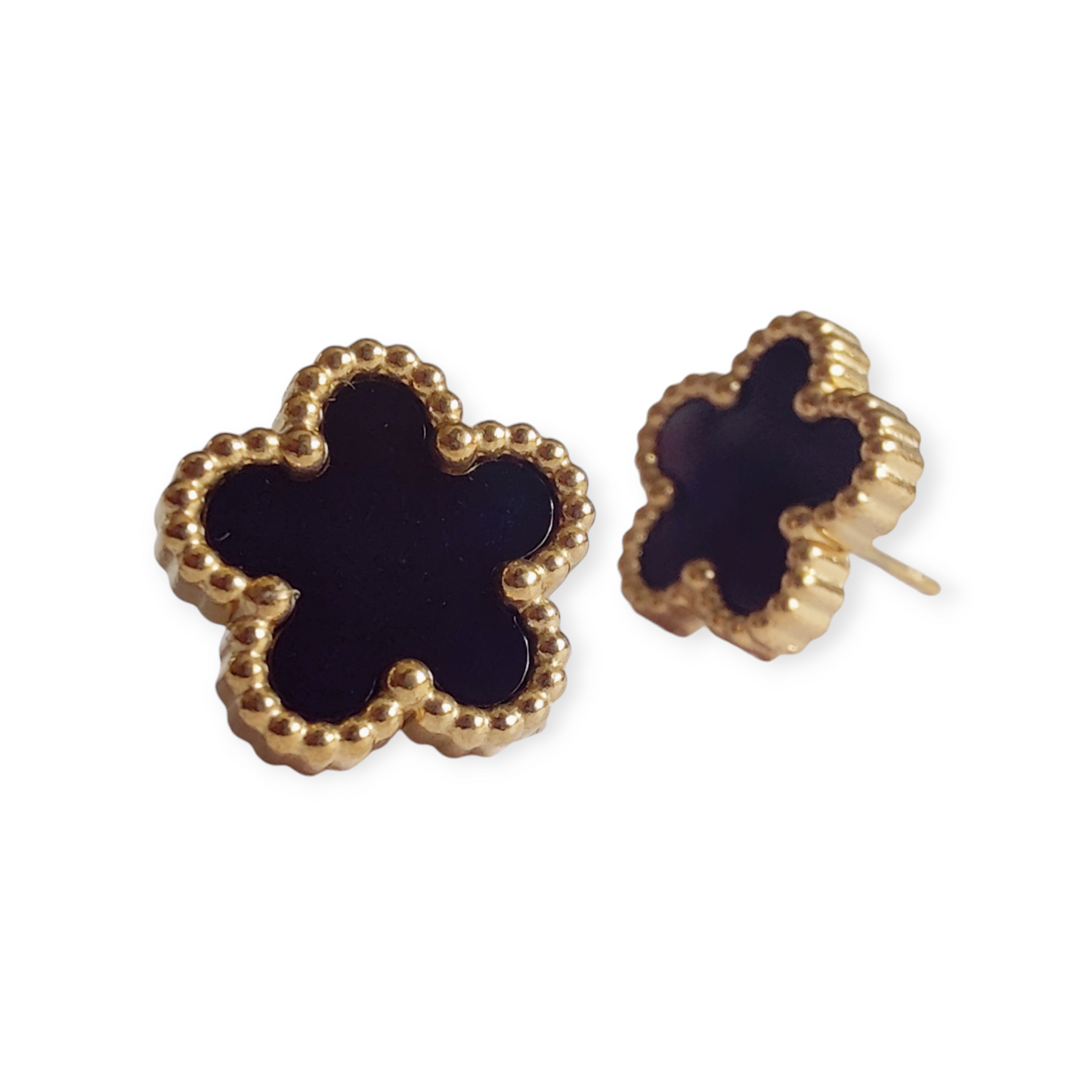 Nida Floral Studs in Black