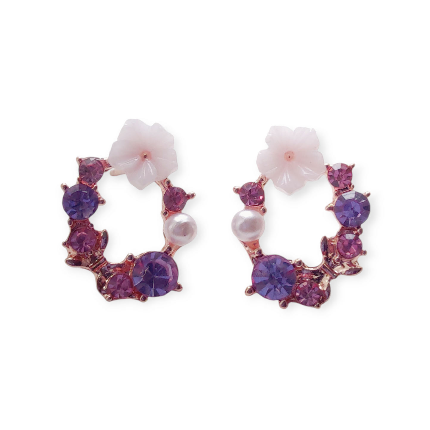 Senna Floral Diamante Studs in Lilac