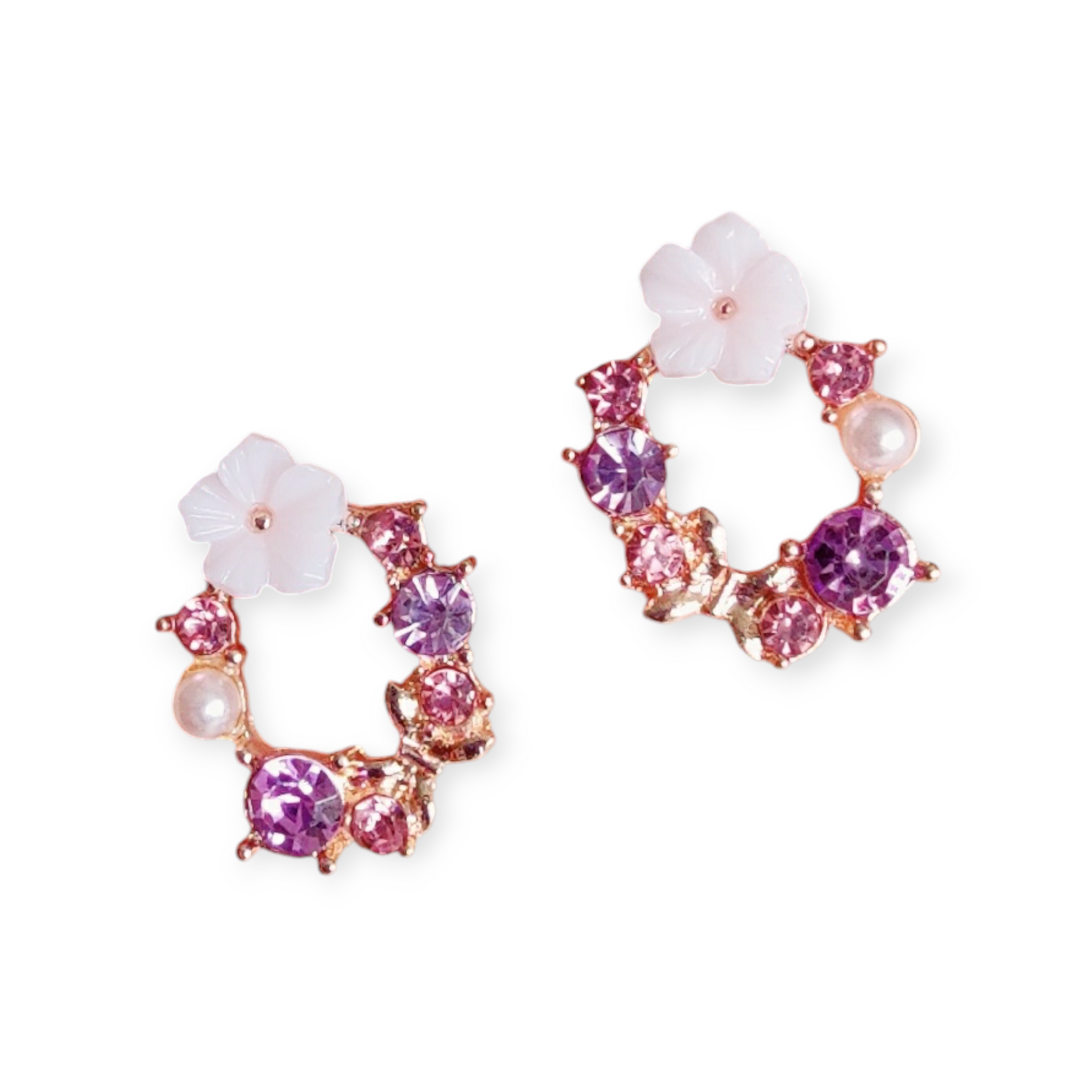 Senna Floral Diamante Studs in Lilac