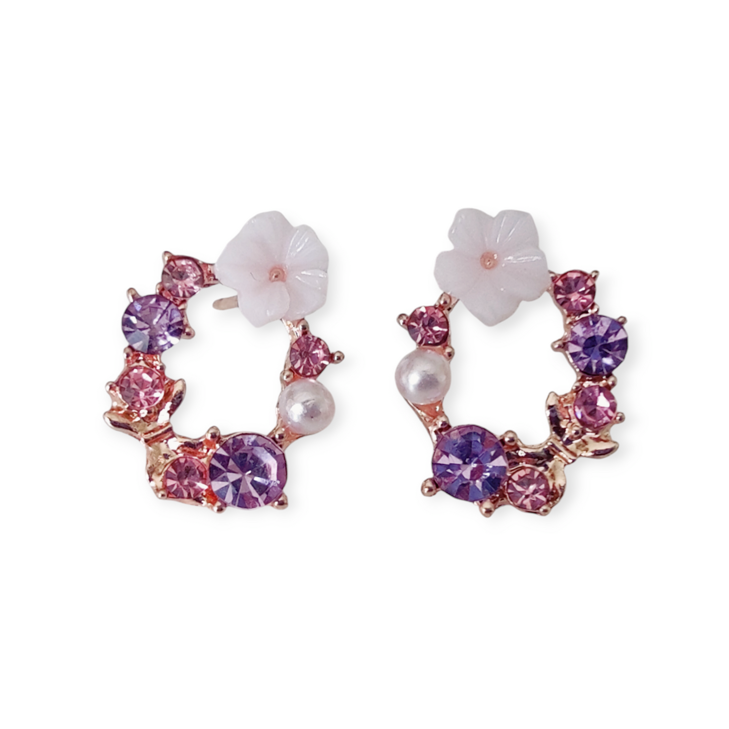 Senna Floral Diamante Studs in Lilac