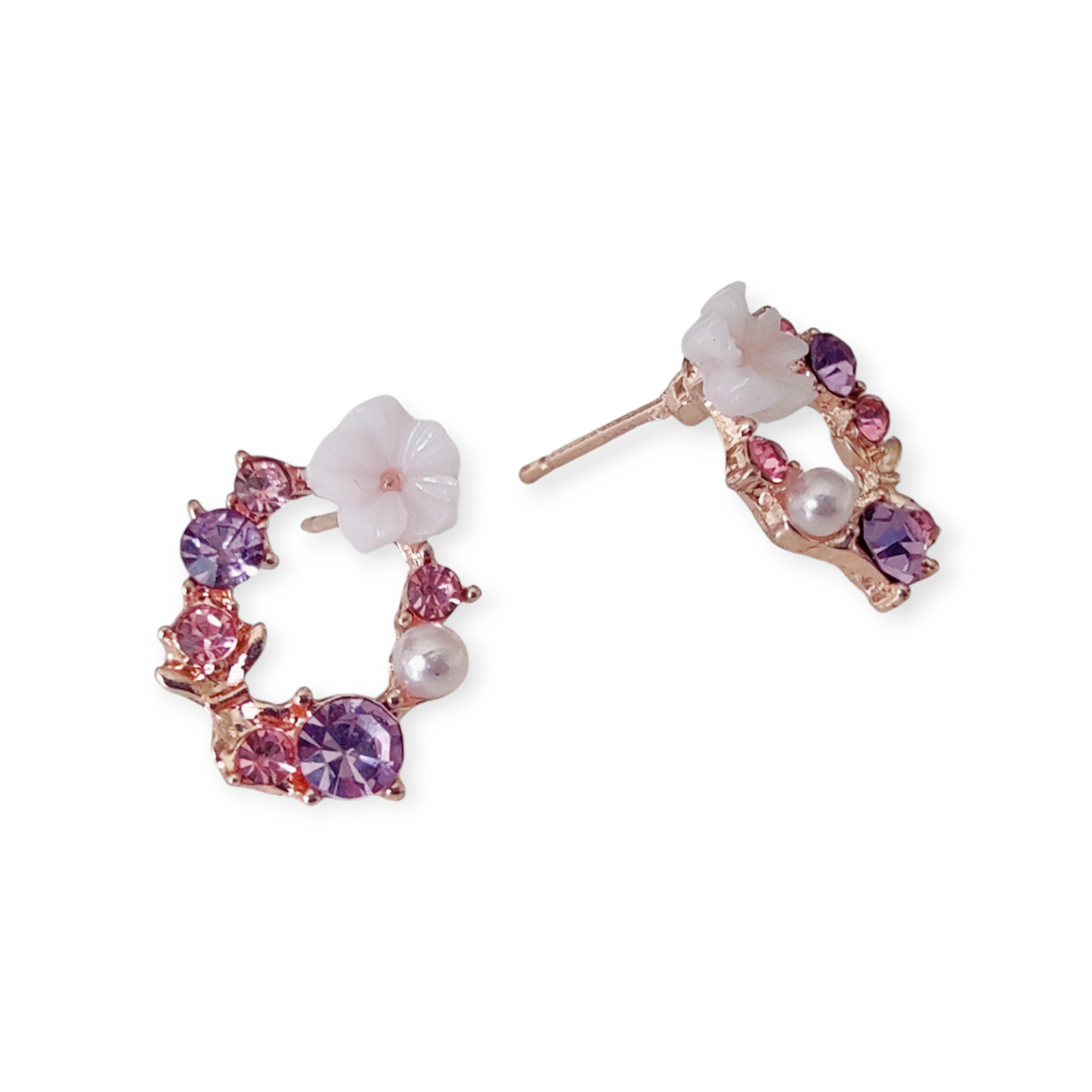 Senna Floral Diamante Studs in Lilac