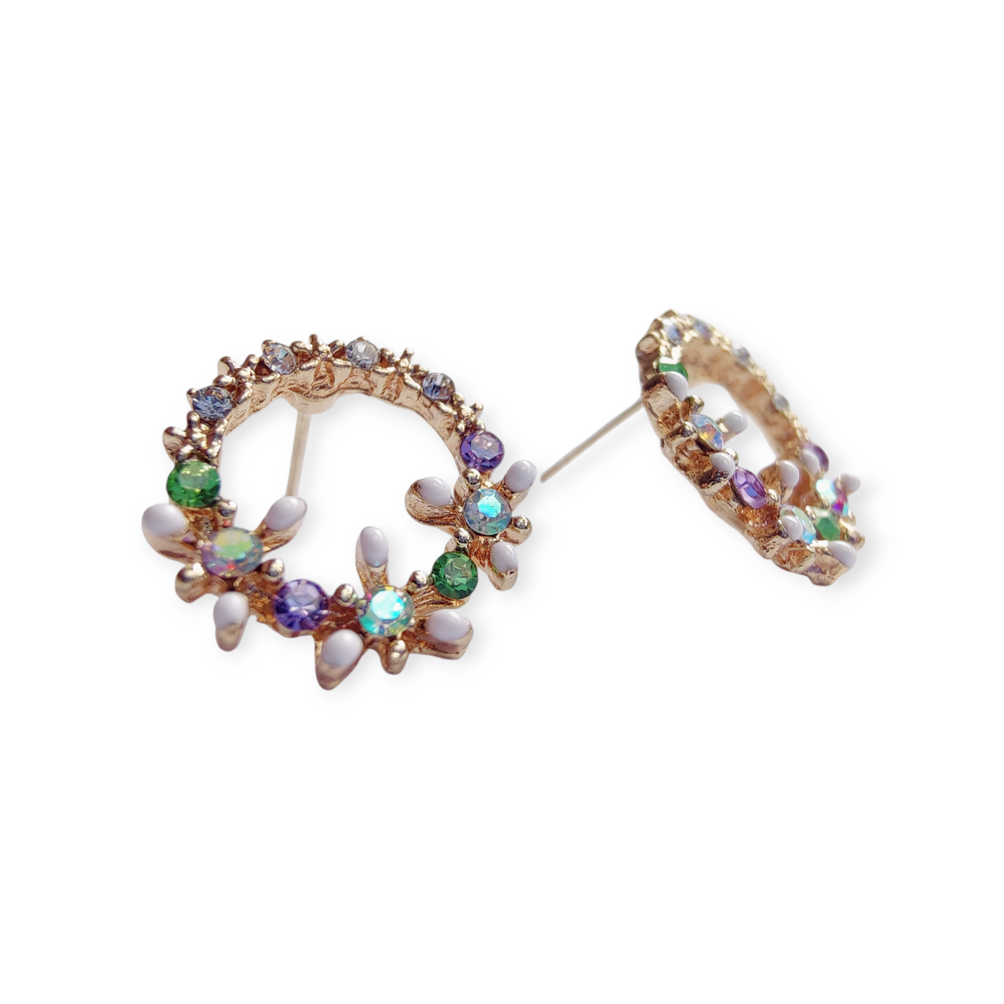 Aashi studs in Purple and Green