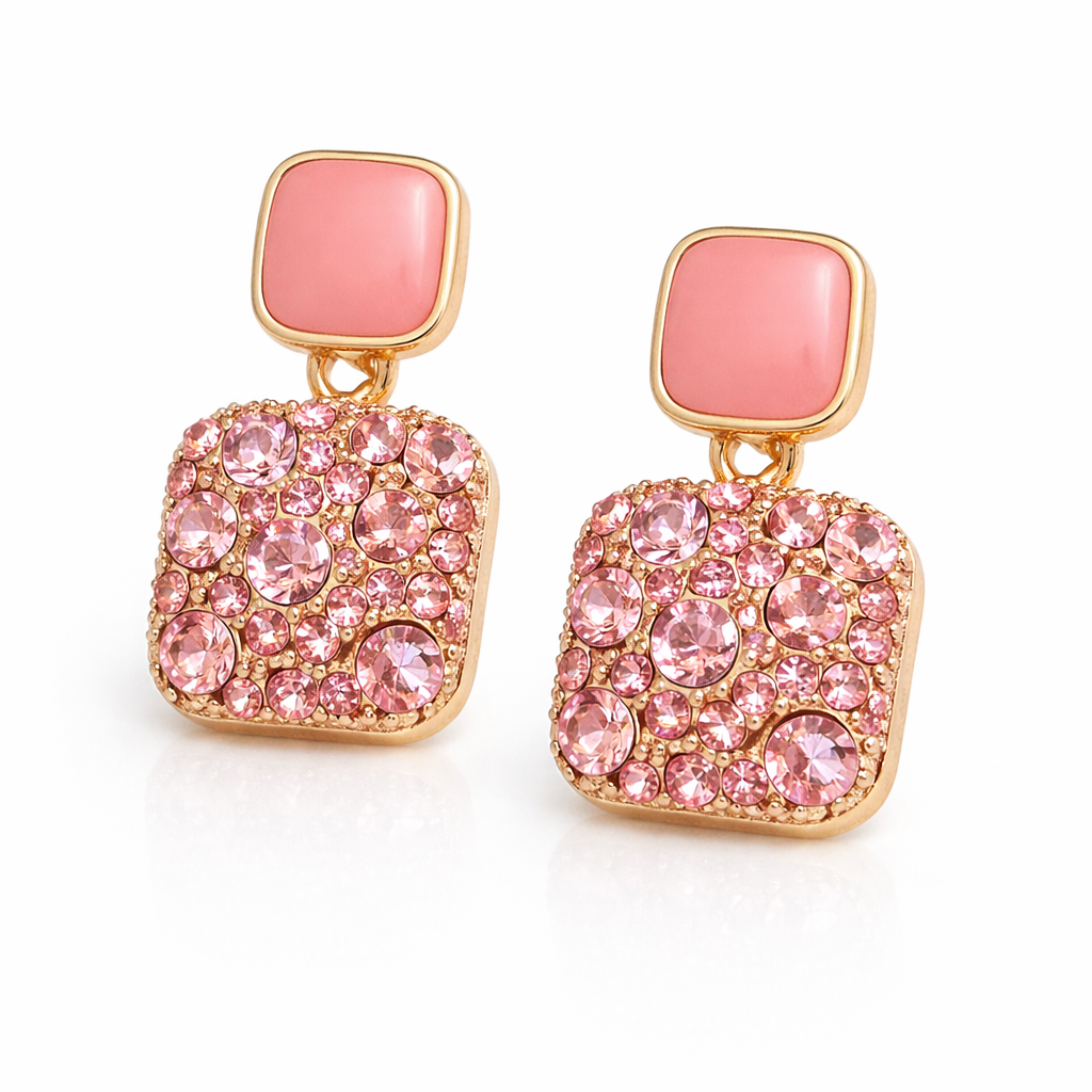 SAFFIRA diamante drop studs in Pink