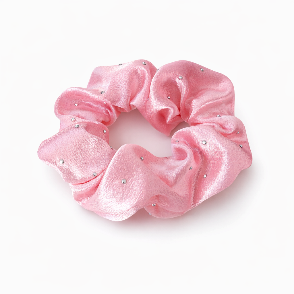Satin Sparkle Scrunchie in Candy Bloom