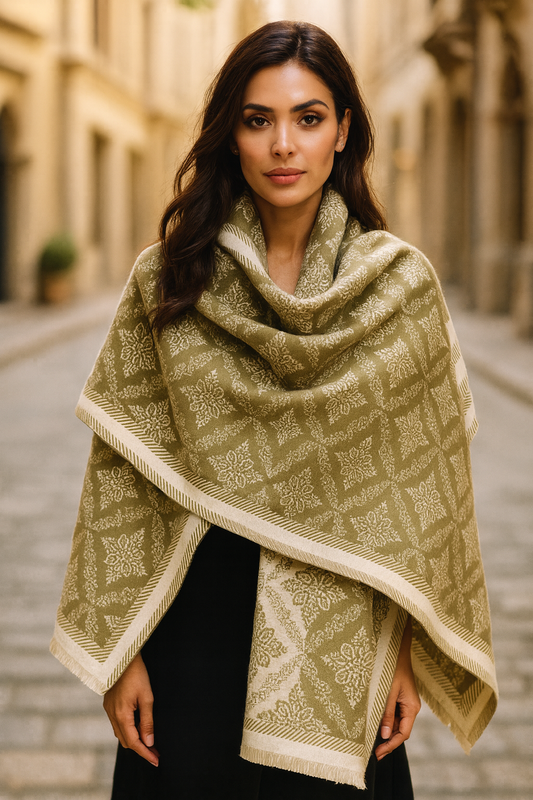 Darcy Winter Scarf Shawl in Green