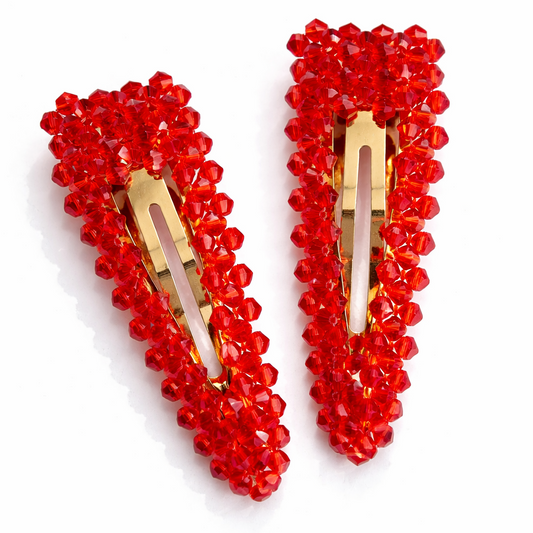 Alani Crystal Hair Clip in Red