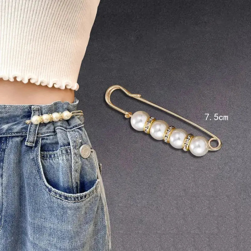 The Mahnoor Pearl Waist Pin Set - 6pcs Stylish Brooch Pins for Outfit Adjustments