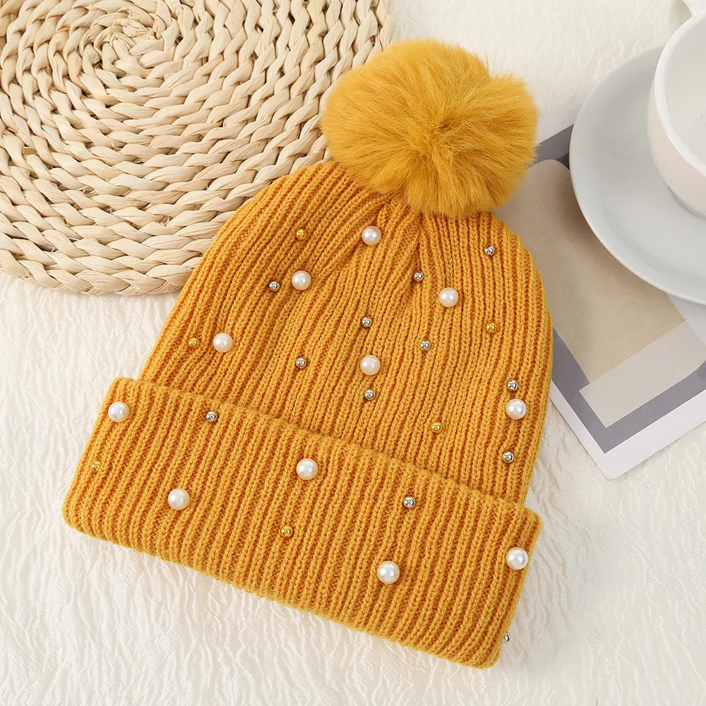 Pearl Pom Beanie