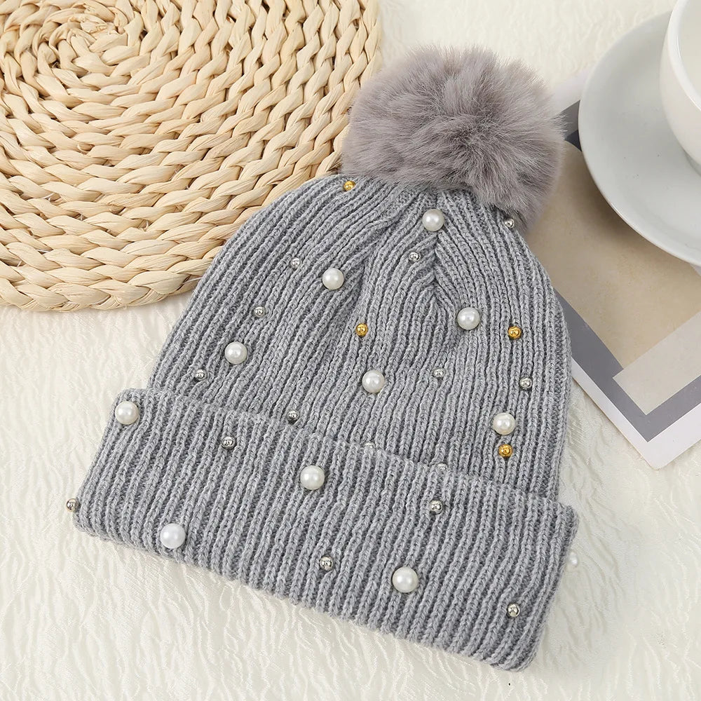Pearl Pom Beanie