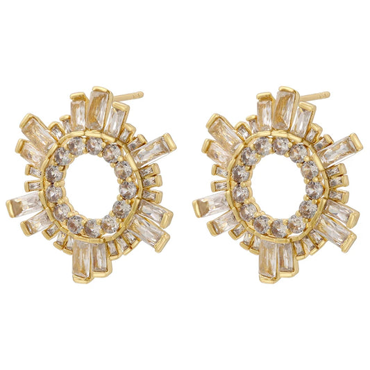 ZHUKUO 18K gold-plated cubic zirconia fireworks shaped earrings with romantic and elegant women's jewelry accessories available