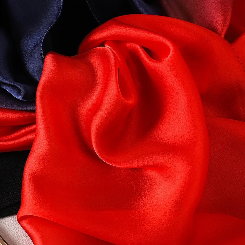 Luxury Gradient Silk Scarf Women Brand Solid Femme Shawls Wraps Bandana Head Foulard Fashion Lady Hijab Wedding Poncho 2023