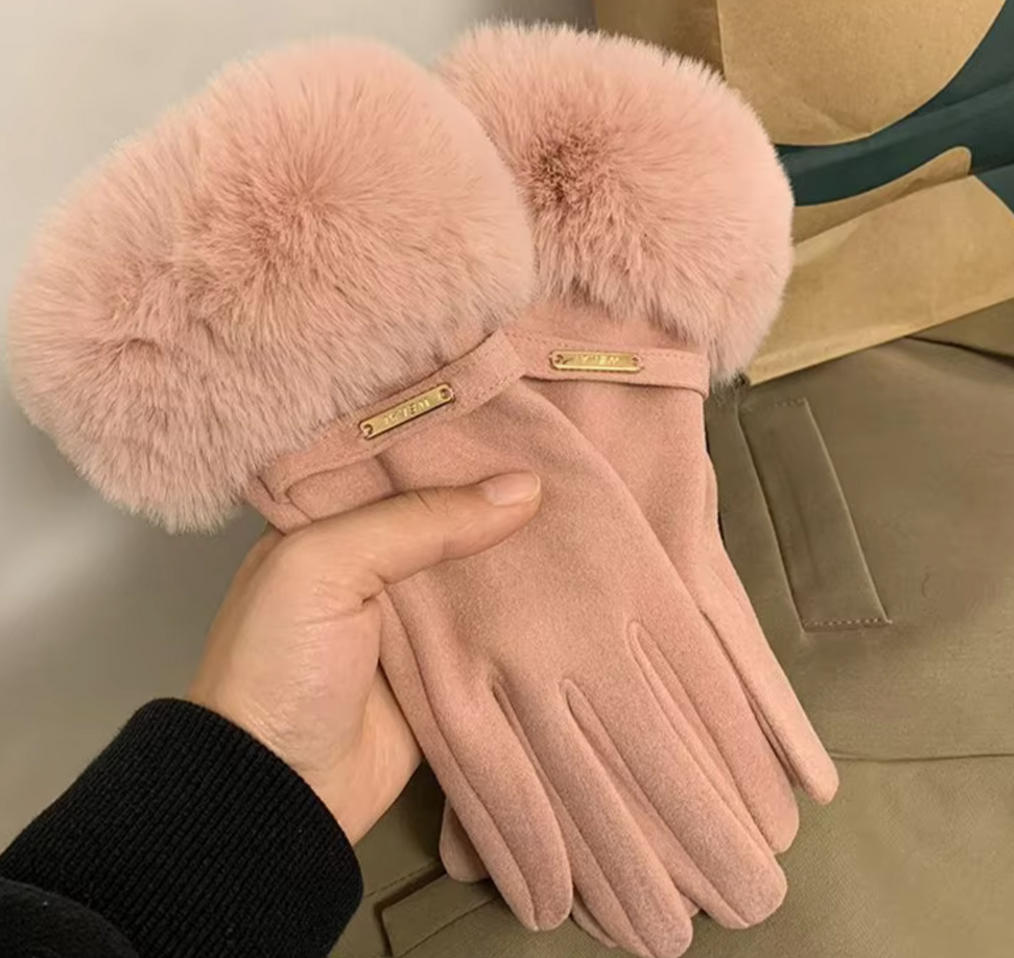 Alessia Women Gloves Autumn Winter Furry Warm Mitts