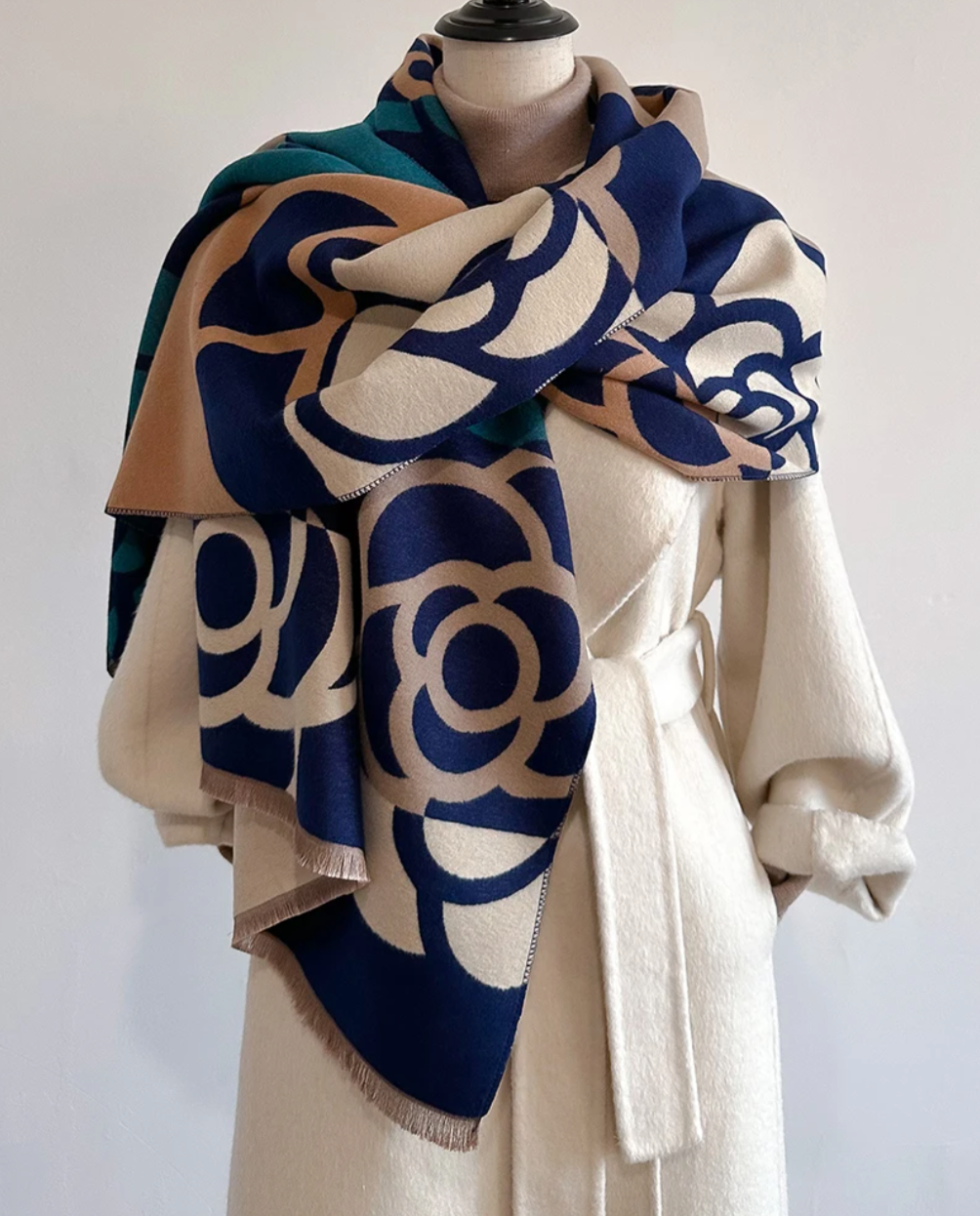 Cosy Wrap Scarf Shawl in Deep Blue