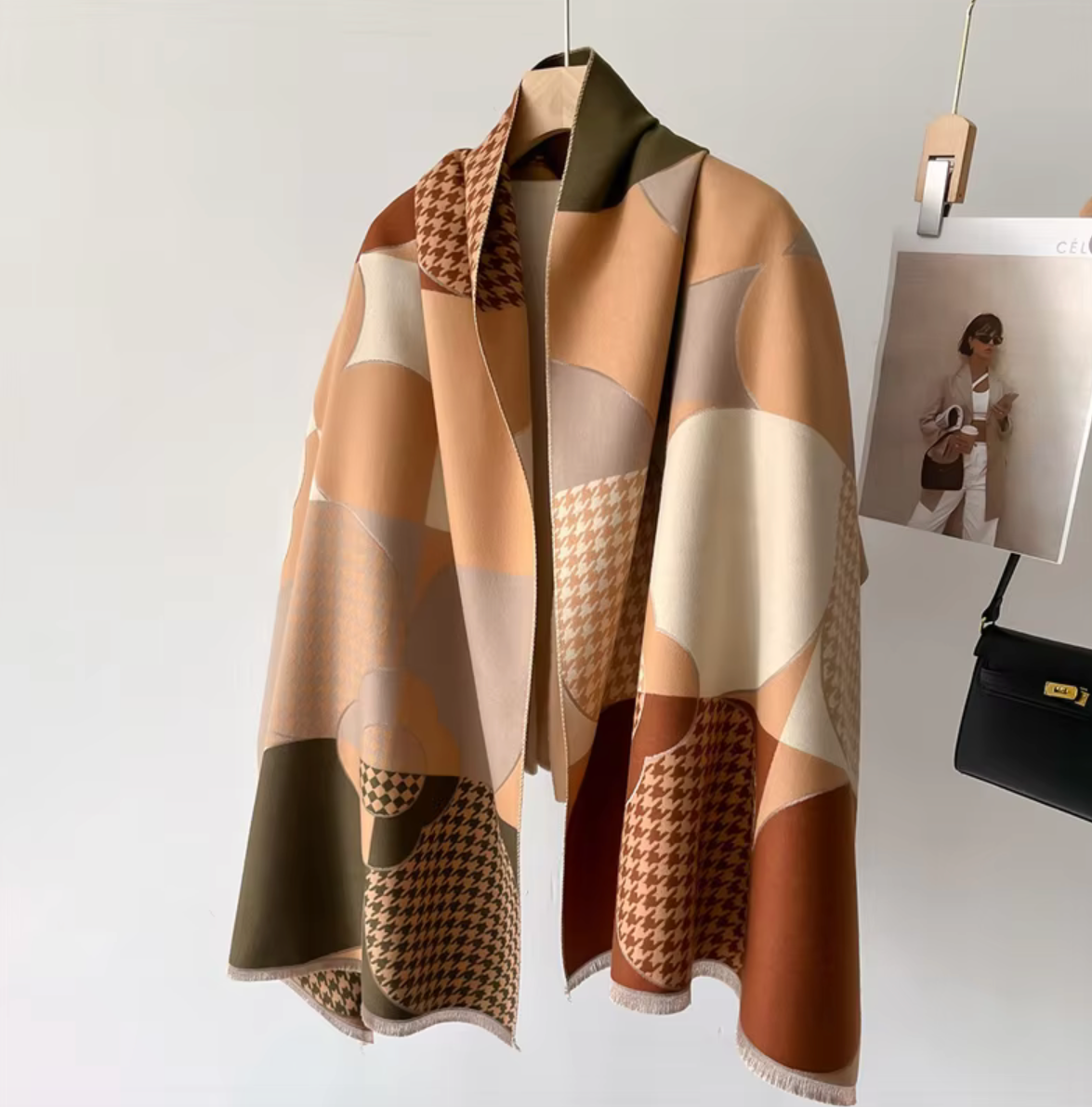 Avery Winter Scarf Shawl in Tan