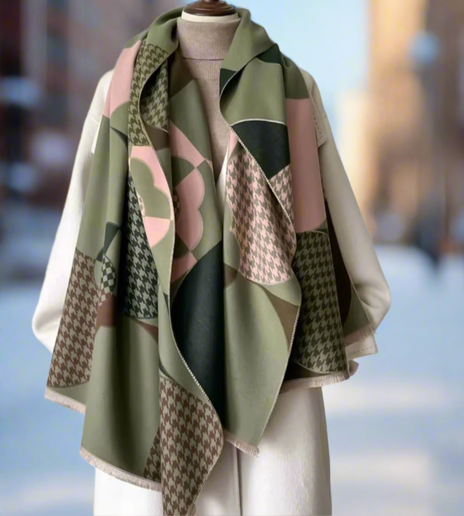 Avery Winter Scarf Shawl in Green