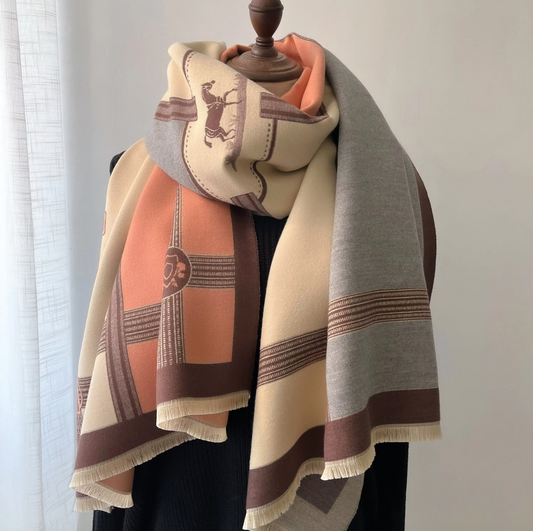 Horse Print Wrap Scarf Shawl in Pink