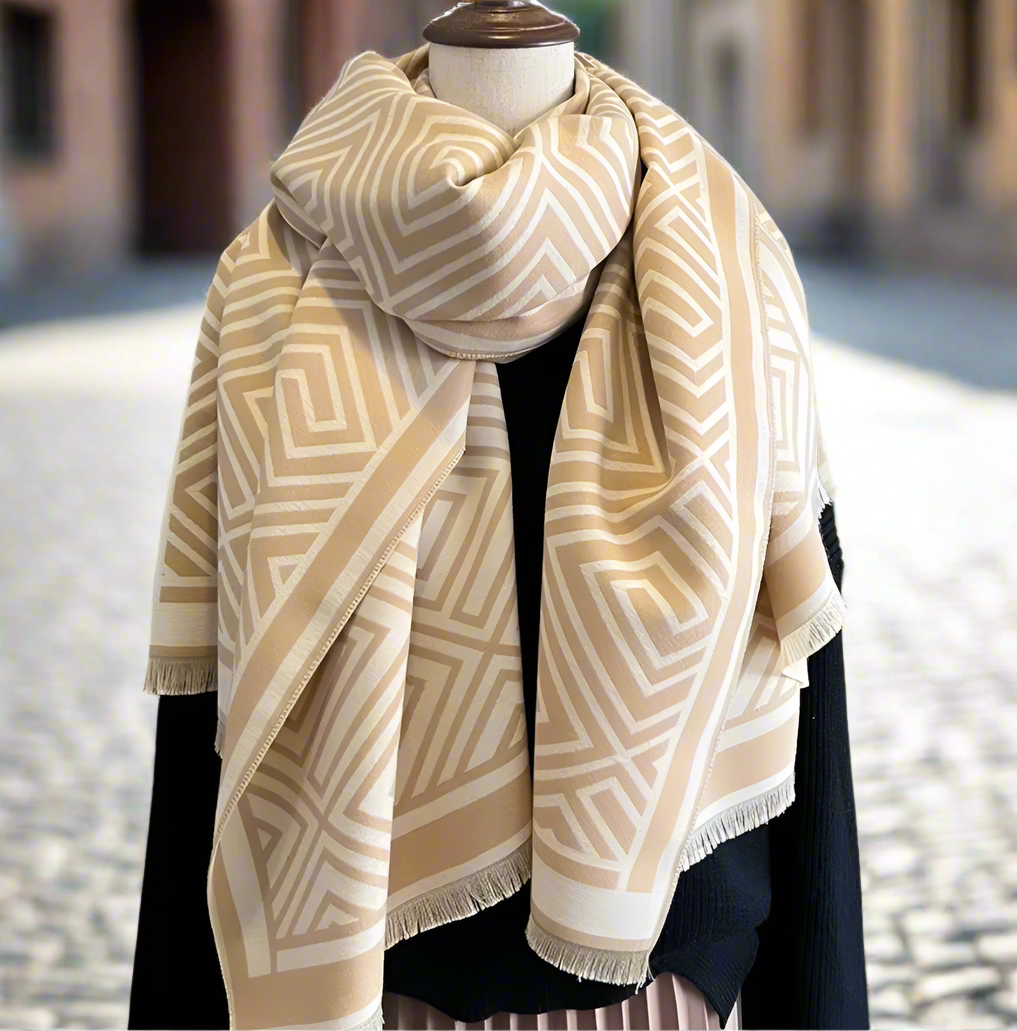 Alia Wrap Scarf Shawl in Beige