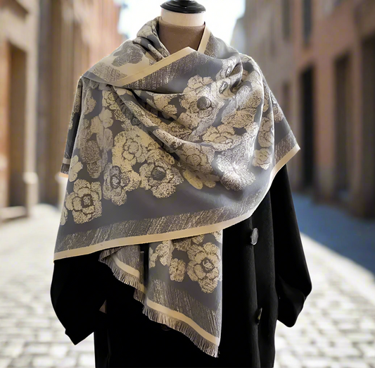 Talie Winter Scarf Shawl in Grey