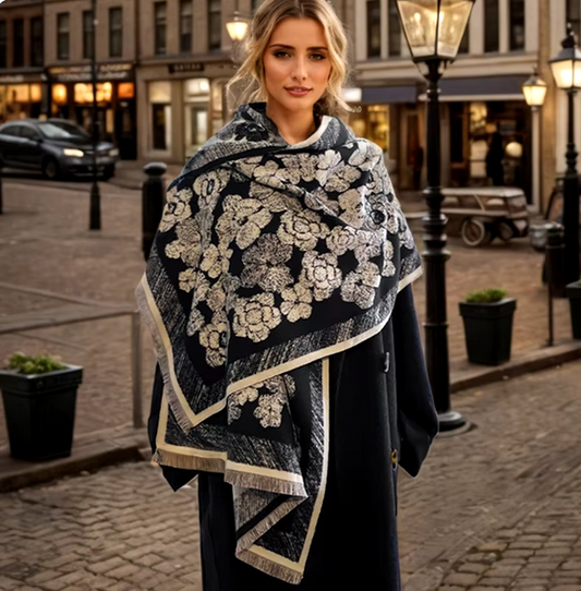 Talie Winter Scarf Shawl in Black