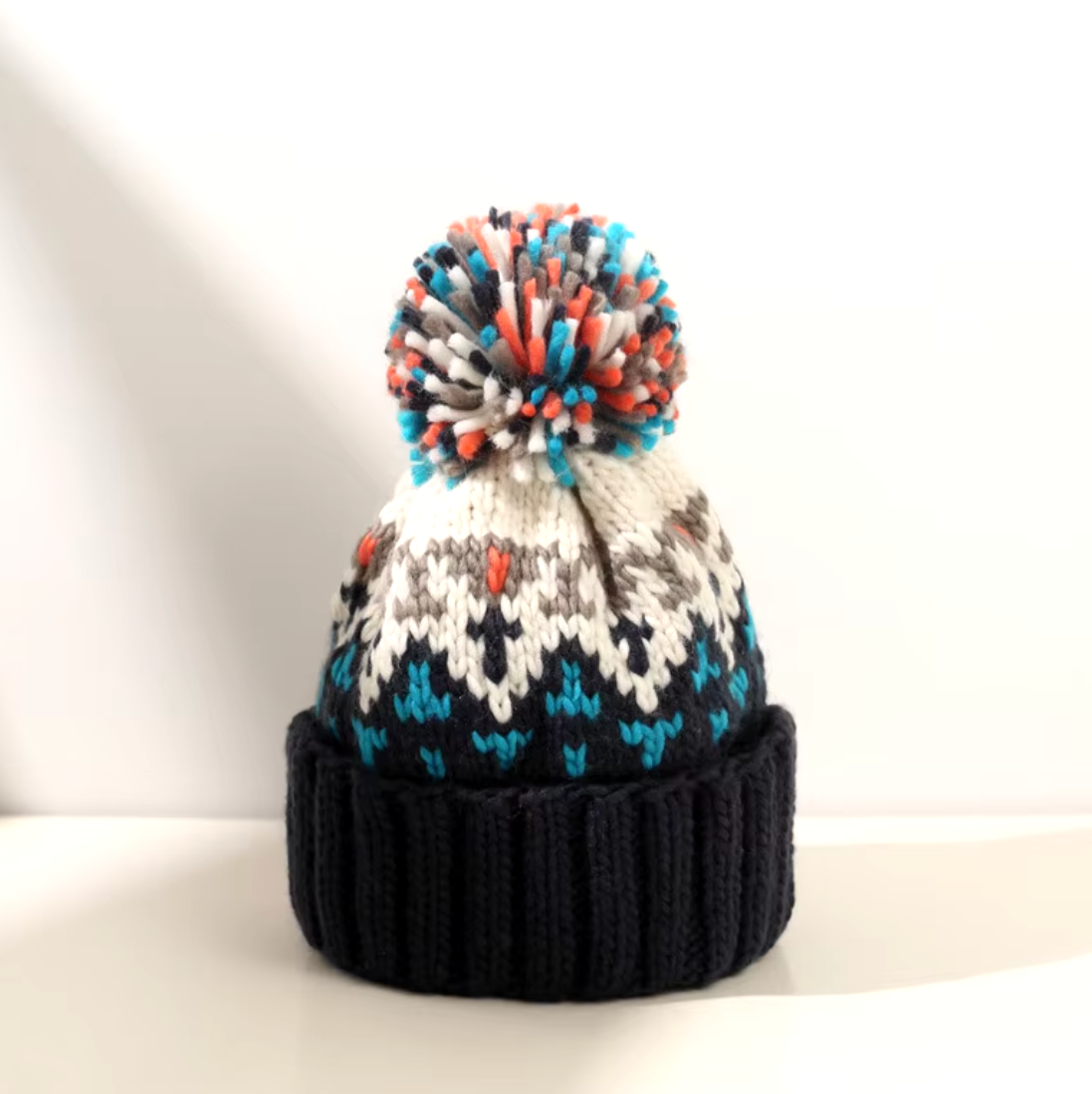 Premium PomPom Beanie Hat in Navy