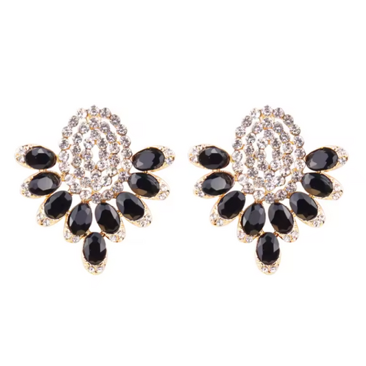 Myra Black Diamante Statement Earrings