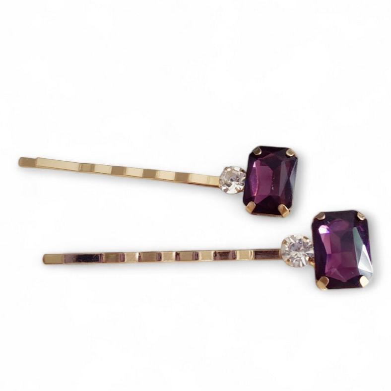 Daphne Hair Slides in Aubergine