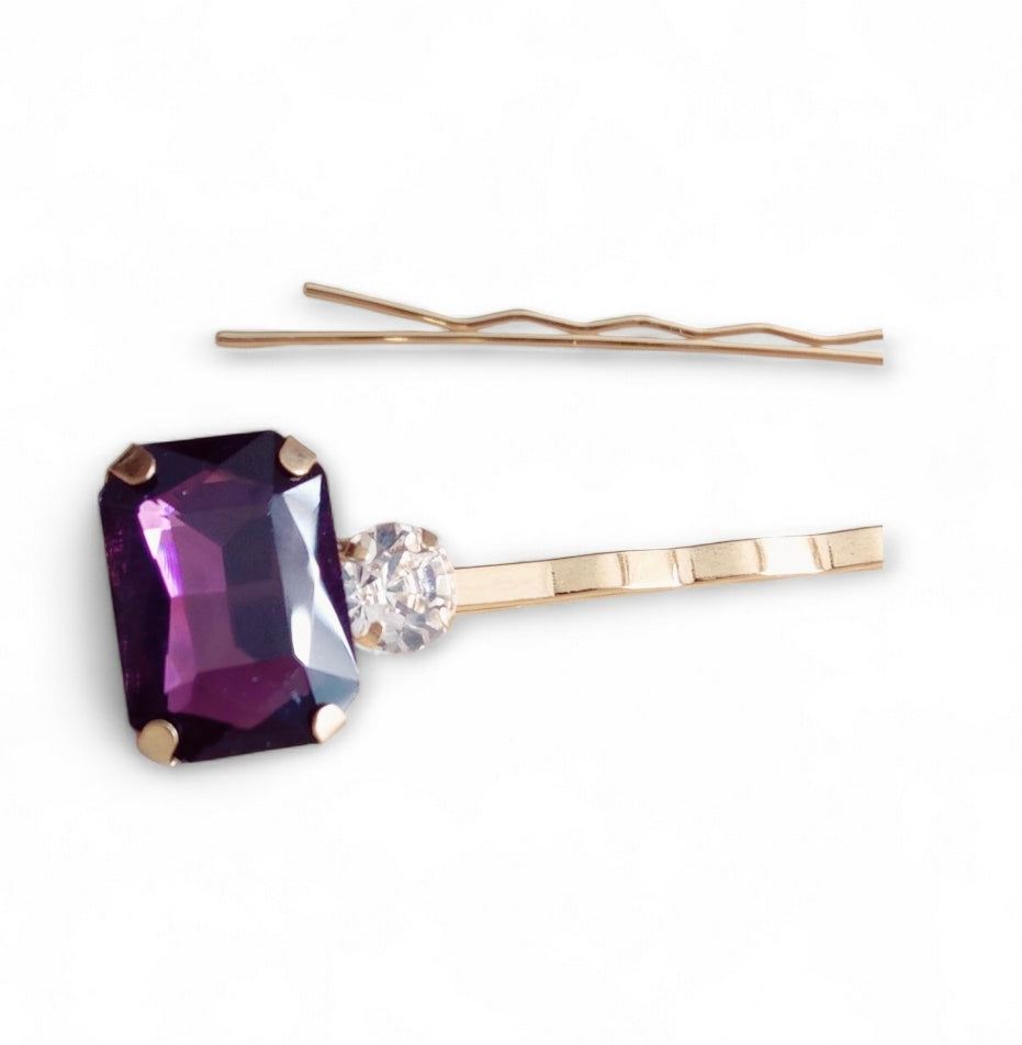 Daphne Hair Slides in Aubergine