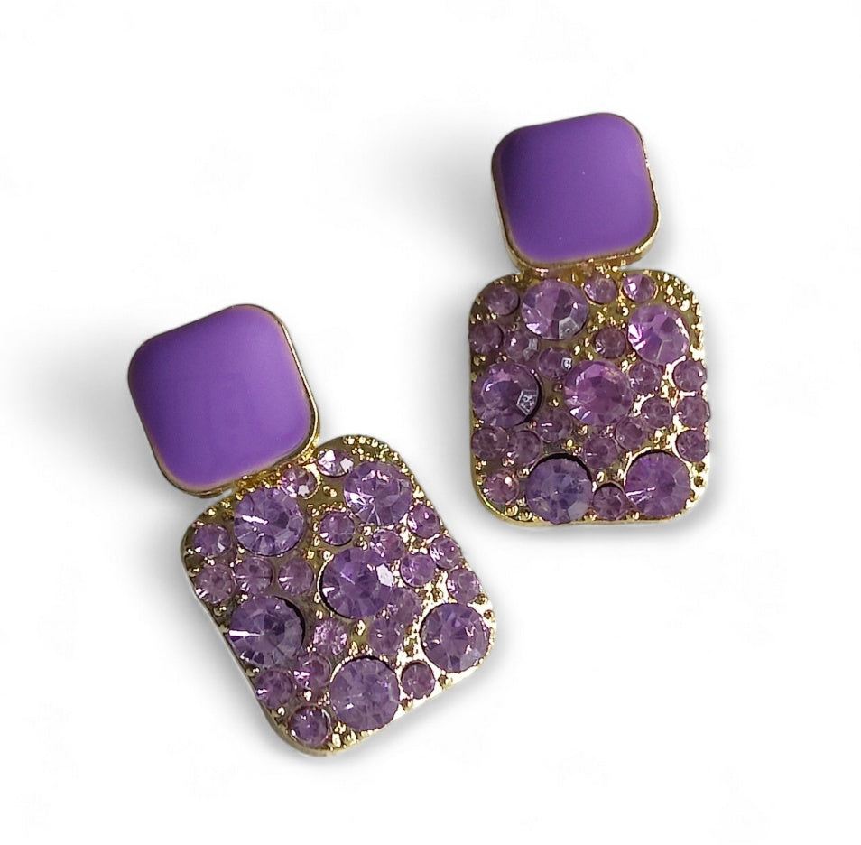 SAFFIRA diamante drop studs in Purple