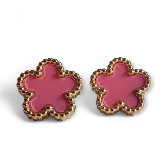 Nida Floral Studs in Pink