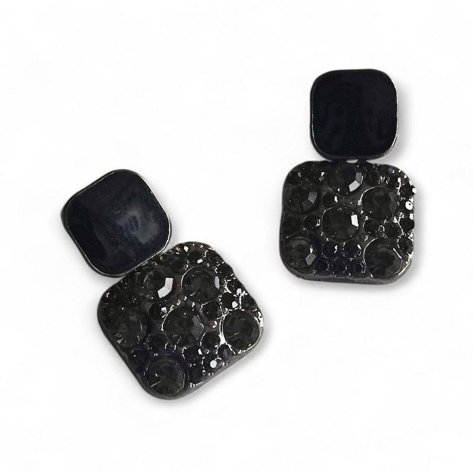 SAFFIRA diamante drop studs in Black