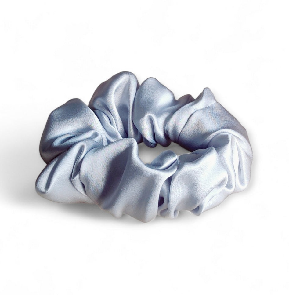 100% Mulberry Silk Scrunchie in Silver Grey