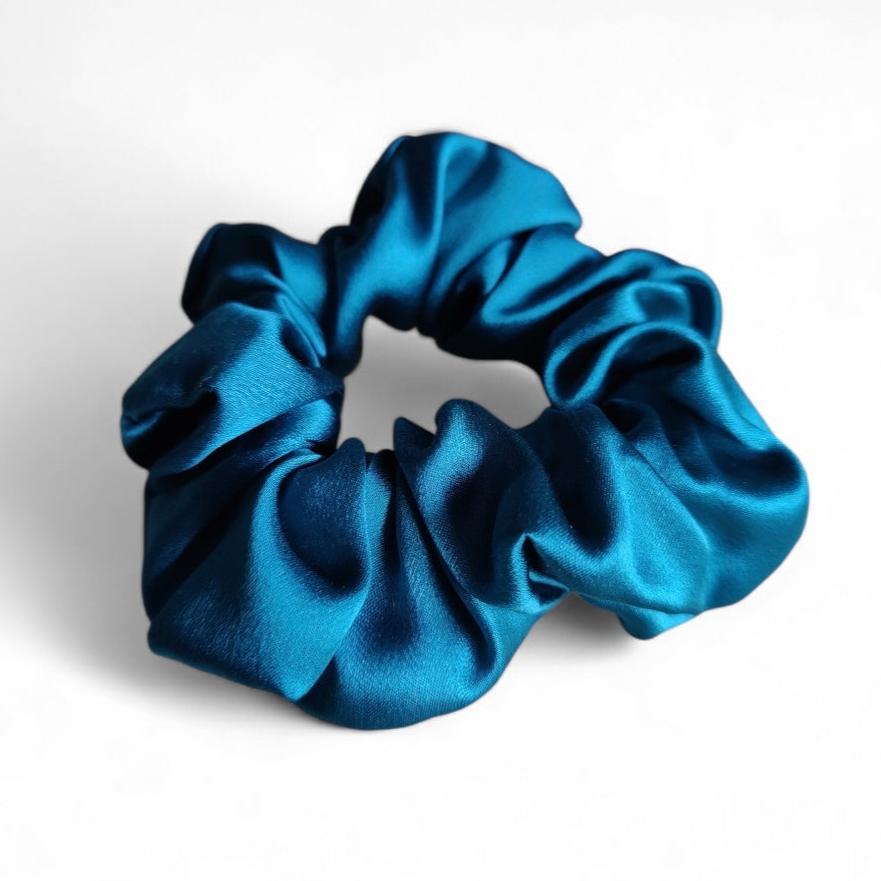 100% Mulberry Silk Scrunchie in Teal