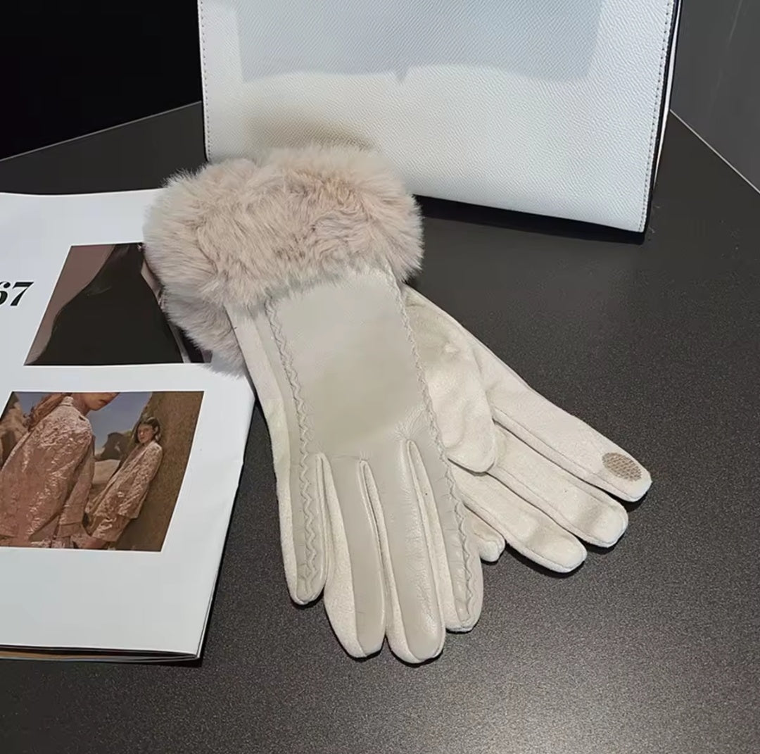 Eliana Women Gloves Autumn Winter Leather Warm Mitts