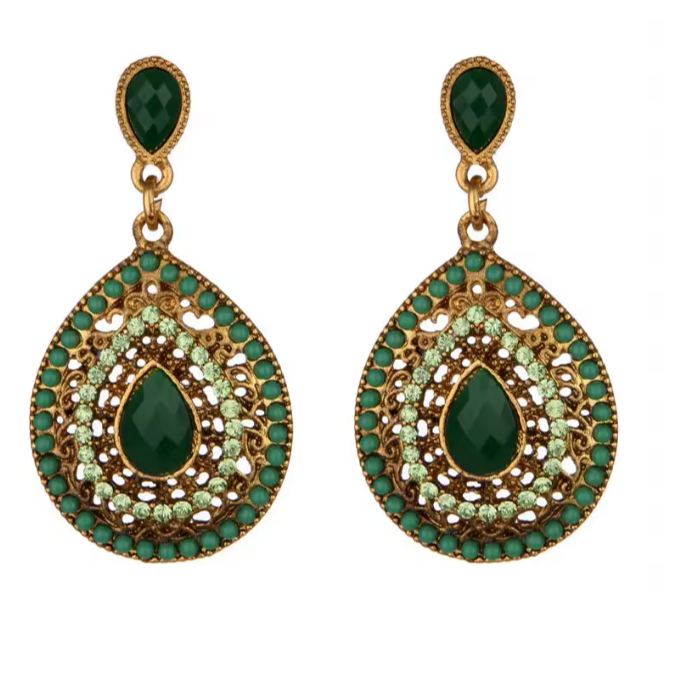 Melia Bohemian earrings in Jade Green