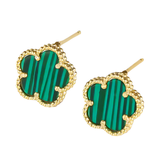 Nida Floral Studs in Green