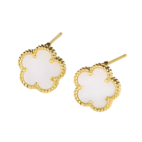 Nida Floral Studs in White