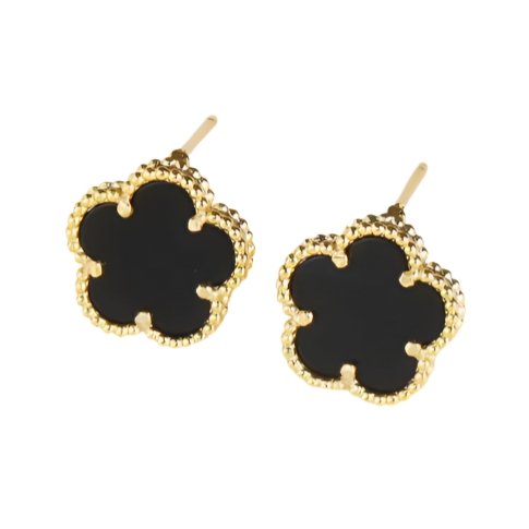 Nida Floral Studs in Black