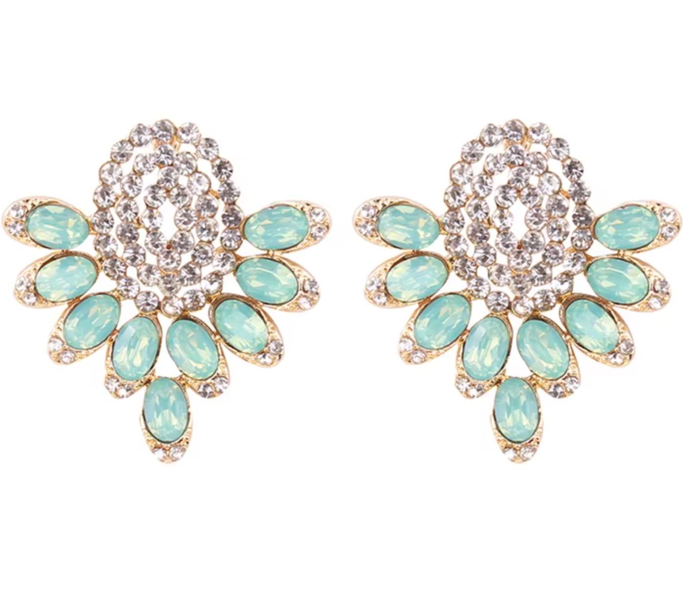 Myra Pastel Green Diamante Statement Earrings