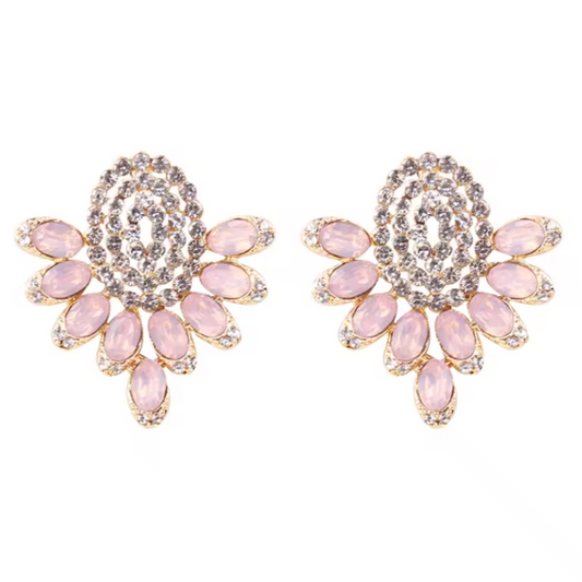 Myra Pink Diamante Statement Earrings