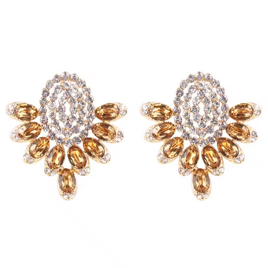 Myra Ember Diamante Statement Earrings